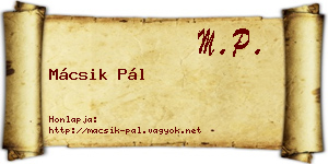 Mácsik Pál névjegykártya
